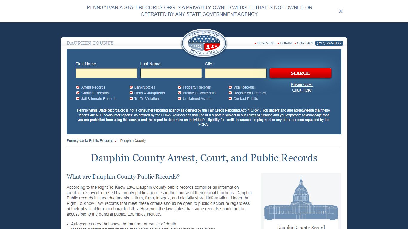 Dauphin County Arrest, Court, and Public Records